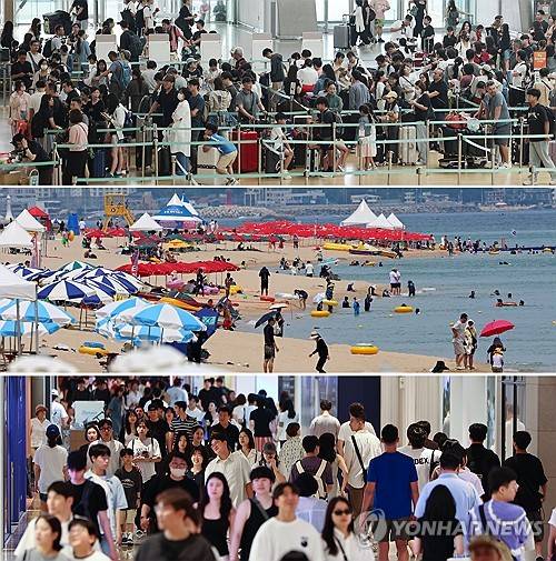 더위 피해 '해외로, 바다로, 실내로'. 연합뉴스 제공.