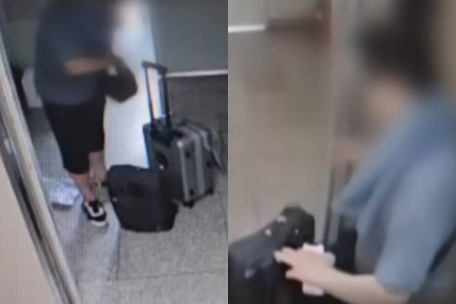 지난 20일 오후 4시쯤 60대 남성 A씨가 인천 송도의 아들 집으로 향하기 전 서울 도봉구 거주지 엘리베이터에서 큰 가방을 옮기는 모습이 포착됐다. YTN 보도화면 캡처
