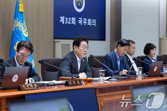 이재명 대통령이 22일 서울 용산 대통령실 청사에서 열린 국무회의에서 발언하고 있다. (대통령실 제공. 재판매 및 DB 금지) 2025.7.22/뉴스1 ⓒ News1 허경 기자