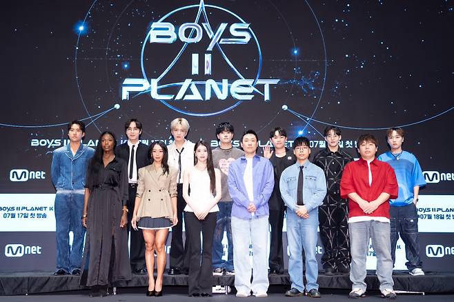 킹키, 이석훈, 김재중, 제이릭, 임한별, 백구영, 저스티스, 고정경 PD, 정우영 PD, 김신영 CP, 샤오팅, 효린, 카니(왼쪽 위부터 시계방향으로). 사진 제공=Mnet