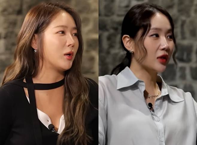 그룹 씨스타 출신 소유가 지난해 5월과 지난 21일 유튜브 채널 '짠한형 신동엽'에 출연한 모습. 최근 컴백을 위해 10㎏ 감량에 성공한 소유는 턱선이 한결 날렵해진 모습으로 등장해 성형 의혹에 휘말렸다. /사진=유튜브 채널 '짠한형 신동엽' 영상