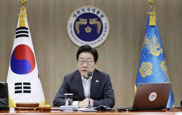 이재명 대통령이 22일 서울 용산 대통령실 청사에서 열린 국무회의에서 발언하고 있다. 연합뉴스