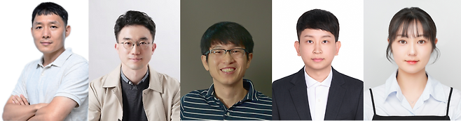 이번 연구를 수행한 연구진. 서관용(왼쪽부터) 교수, 장지욱 교수, 최근수 교수, 진원주 박사, 고현주 연구원.[UNIST 제공]