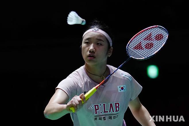 [도쿄=신화/뉴시스] 세계배드민턴연맹(BWF) 월드투어 슈퍼 750 일본오픈에 출전한 배드민턴 여자단식 세계랭킹 1위 안세영. 2025.07.18.