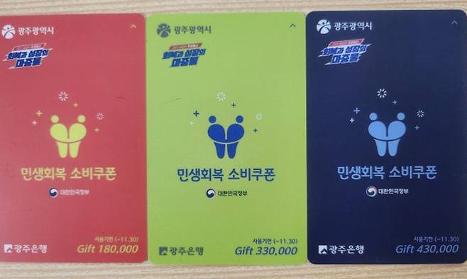 광주시가 지급하는 ‘민생 회복 소비 쿠폰’ 선불카드 모습. 뉴스1