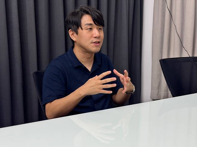 인터뷰하는 디랩스게임즈 김재석 공동대표 [디랩스게임즈 제공. 재판매 및 DB 금지]