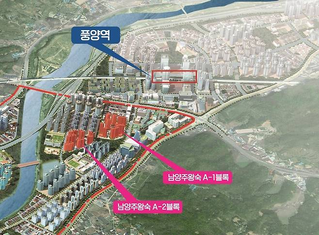 남양주왕숙지구 A-1·A-2블록 위치 상세도. 사진=한국토지주택공사(LH)