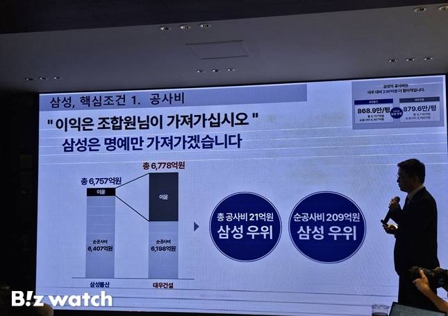 삼성물산 강남사업소 정성문 프로가 래미안 루미원에 대해 설명하고 있다/사진=김준희 기자 kjun@