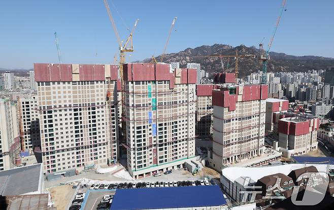 한 아파트단지 공사현장. /뉴스1 ⓒ News1 박세연 기자