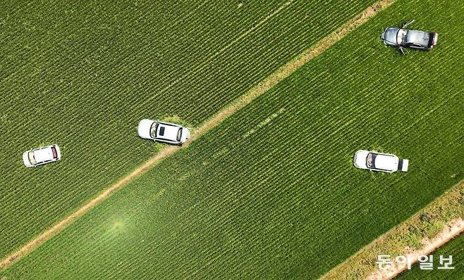 논에 방치된 차량. 서산=양회성 기자 yohan@donga.com