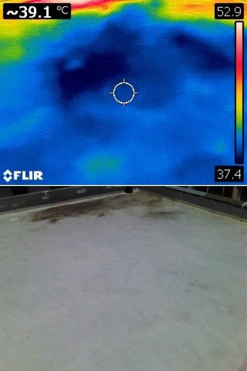 지난 8일 서울 영등포구 문래동의 건물에서 측정한 흰색 옥상 면의 온도가 39.1도로 비교적 낮다. 홍인택 기자