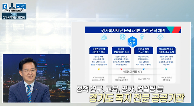 ▲ 경기복지재단 이용빈 대표가 출연한 지방자치TV '더 인터뷰' [지방자치TV]