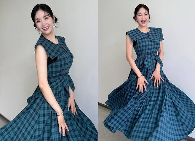 장영란이 드레스 한 벌로 따뜻한 인성과 청량한 매력을 동시에 드러냈다.사진=장영란 SNS