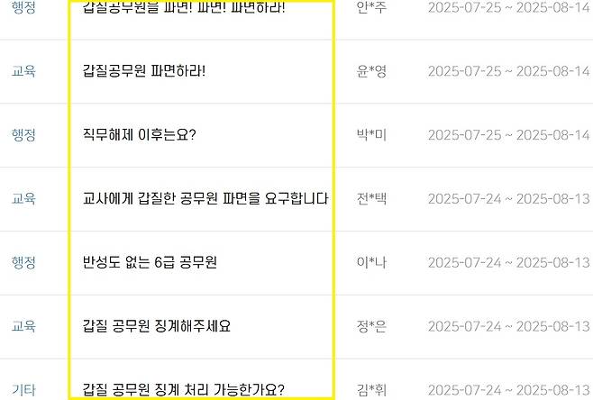 화성시 공무원 A 씨의 중징계를 요구하는 게시글이 화성시 홈페이지에 잇따라 올라오고 있다.[화성시 홈페이지 캡처]