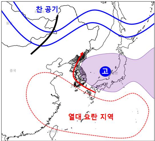 다음 주 중반 많은 비 시나리오 [기상청 제공]