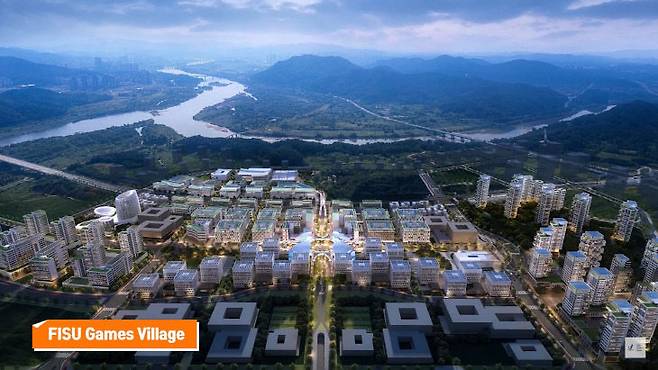 2027 충청권 하계 U대회 선수촌(세종시 합강동) 조감도. 사진=FISU 누리집 갈무리.