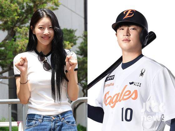 방송인 이비주와 한화 이진영.