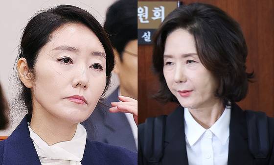 강선우 여성가족부 장관 후보자(왼쪽), 이진숙 사회부총리 겸 교육부 장관 후보자. 임현동 기자