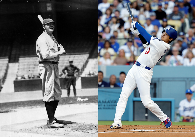 베이브 루스(왼쪽)와 오타니 쇼헤이.  게티이미지코리아