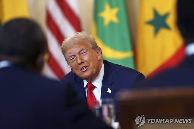 지난 9일(현지시간) 아프리카 5개국 정상들과 오찬하는 도널드 트럼프 미국 대통령 [UPI 연합뉴스 자료사진. 재판매 및 DB 금지]