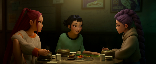 A still image from Netflix's animated film "KPop Demon Hunters," featuring Huntrix (Netflix)