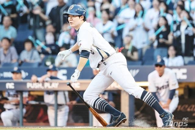 26일 창원 키움전에서 적시타를 친 박민우. 사진=NC 제공