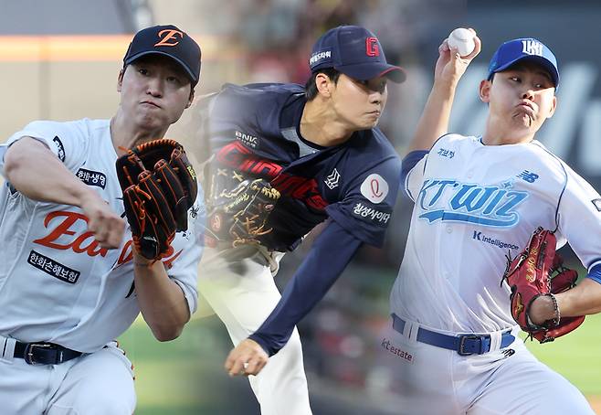 왼쪽부터 엄상백 한화 이글스 소속, 홍민기 롯데 자이언츠 소속, 소형준 kt wiz 소속 ⓒ연합뉴스