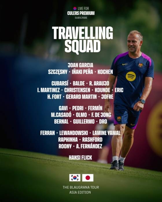 FC바르셀로나의 한국-일본 프리시즌 투어 공식 선수단 명단. /사진=FC바르셀로나 공식 사회관계망서비스(SNS)
