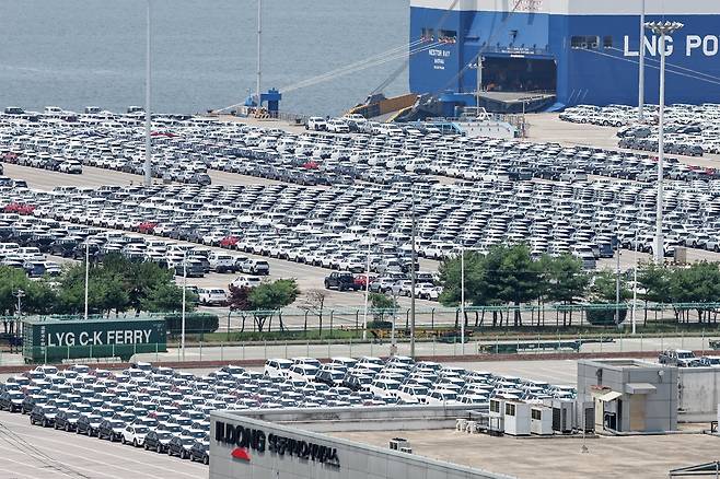 경기 평택시 포승읍 평택항 야적장에 수출용 차량들이 /뉴스1