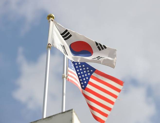 태극기와 성조기가 펄럭이고 있다(자료사진). ⓒ뉴시스