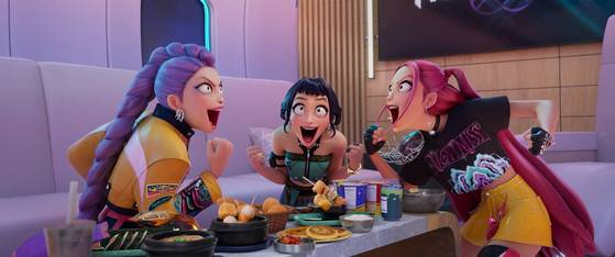 Still from Netflix's ″KPop Demon Hunters,″ showcasing Korean foods [NETFLIX]