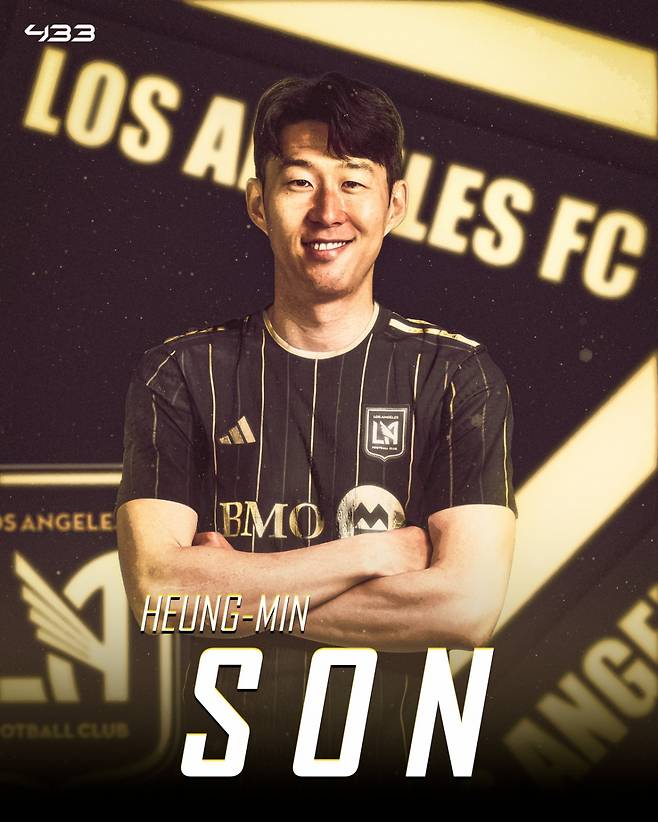 토트넘 손흥민의 미국 로스앤젤레스(LA)FC 유니폼 합성 사진. /사진=433 SNS 캡처