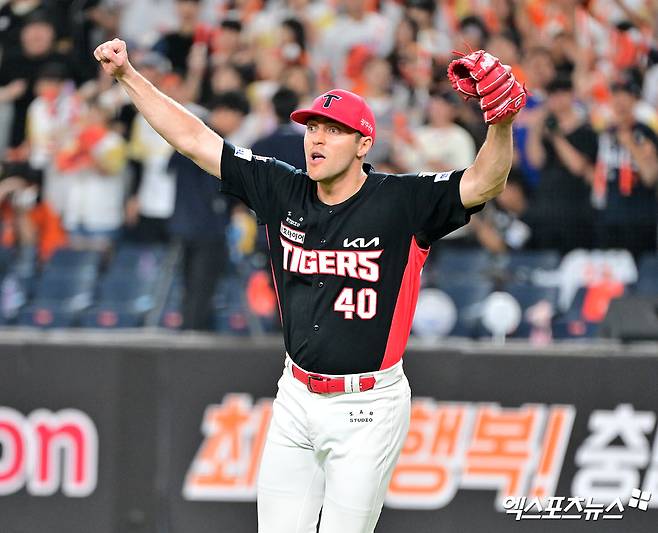 KIA 타이거즈 에이스 제임스 네일이 27일 부산 사직야구장에서 열린 2025 신한 SOL Bank KBO리그 롯데 자이언츠와의 팀 간 12차전에서 6이닝 2실점으로 호투했다. 사진 엑스포츠뉴스 DB