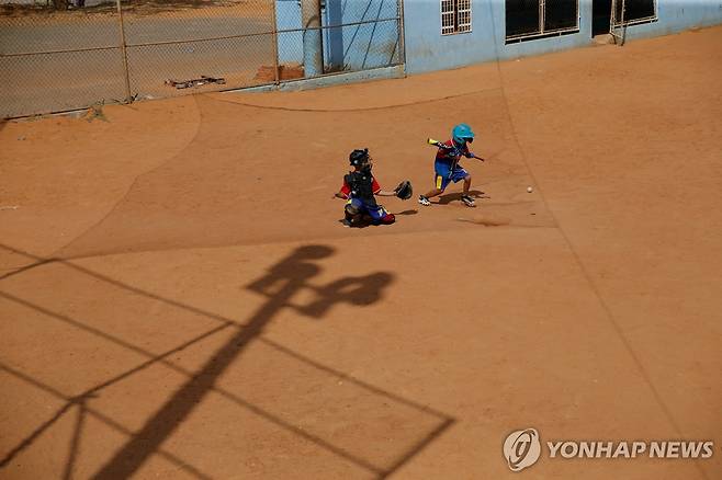 2019년 베네수엘라 마라카이보의 카시케 마라 리틀 야구팀 선수들 [로이터 연합뉴스 자료사진. 재판매 및 DB 금지]