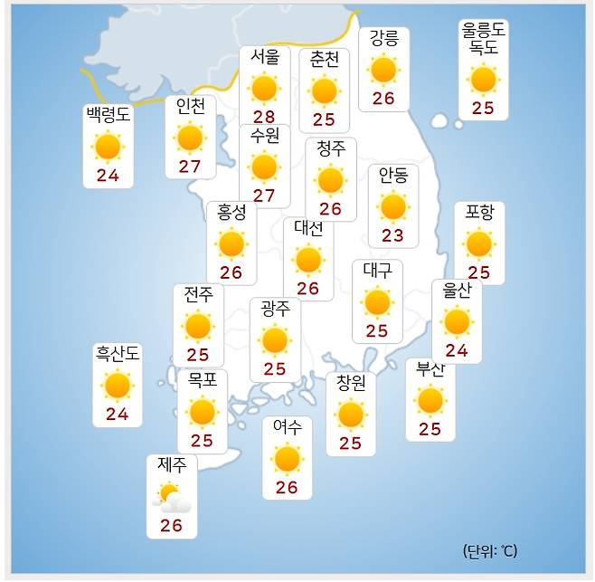 ⓒ기상청: 오늘(28일) 오전 날씨