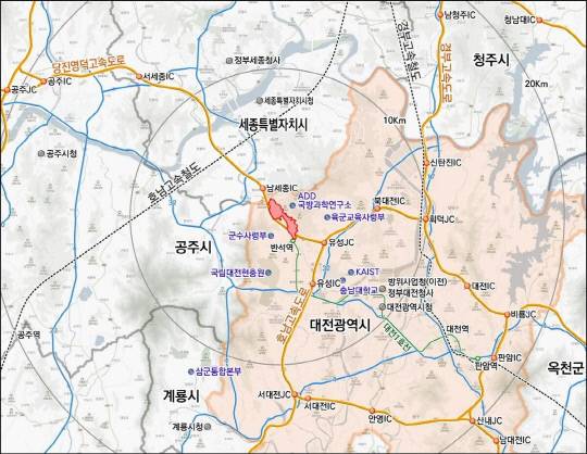 안산 첨단국방융합클러스터 위치도. 대전도시공사 제공