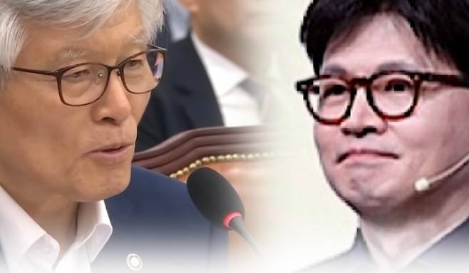 한동훈 전 국민의힘 대표(오른쪽), 최동석 인사혁신처장.