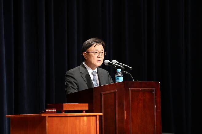 지난 3월 정기 주주총회 당시 김백 YTN 사장. /YTN