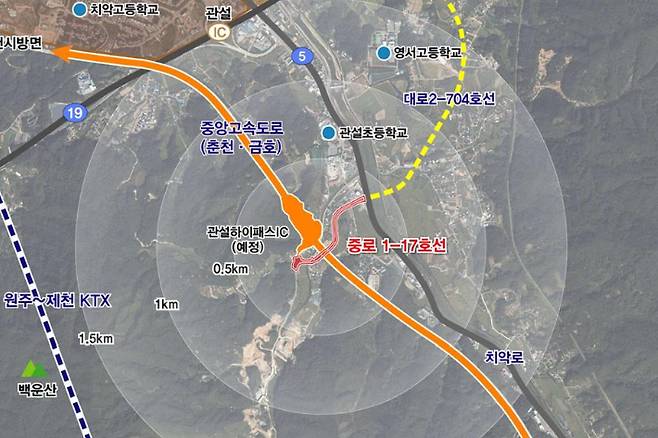 2027년 완공 예정인 관설 하이패스 IC 계획도. 원주시 제공