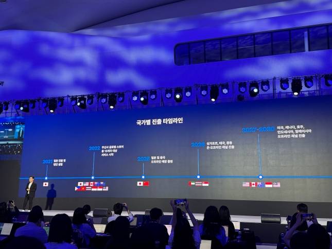 박준모 무신사 대표가 지난달 '글로벌 파트너스 데이' 미디어 간담회에서 해외 진출 계획에 대해 설명하고 있는 모습./사진=윤서영 기자 sy@