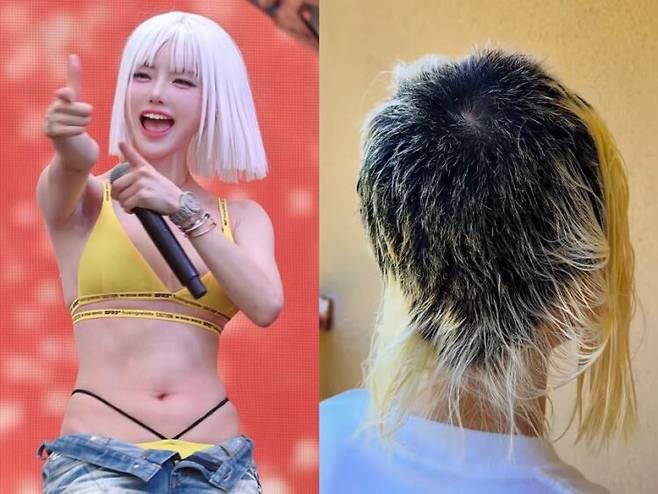 DJ소다가 탈색 과정에서 심각한 모발 손상을 입었다. [사진=DJ소다 SNS]