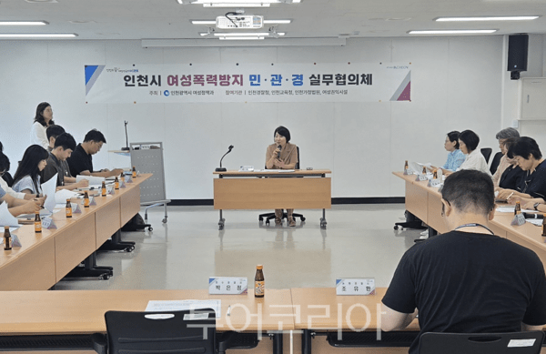 인천시가 29일 여성폭력 피해자에 대한 통합적 보호와 조기 개입 강화를 위해 '여성폭력방지 민‧관‧경 실무협의체'를 개최하고 있다.