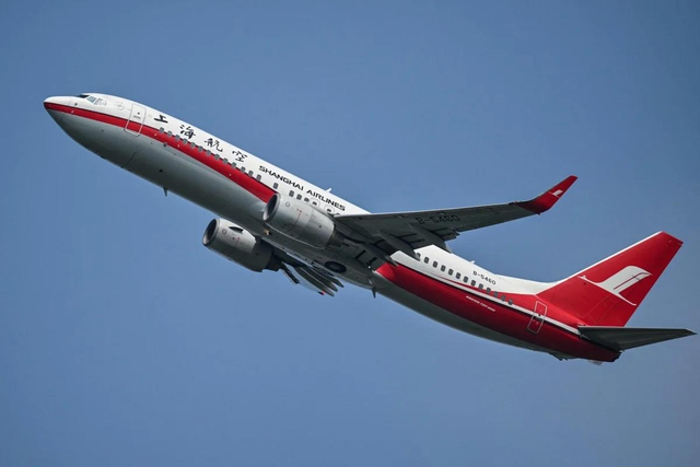상하이항공 B737-800 항공기. 상하이항공