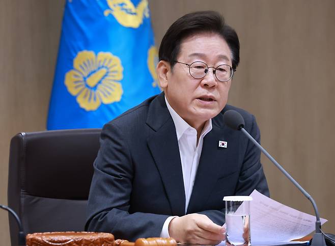 President Lee Jae Myung speaks at a Cabinet meeting at the presidential office in Yongsan, central Seoul, on July 29. [YONHAP]
