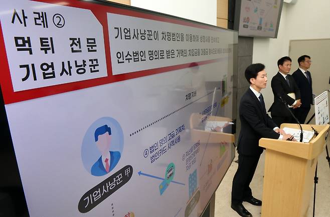 국세청 민주원 조사국장이 29일 정부세종청사 국세청 기자실에서 소액주주 등 투자자에게 손해를 끼치는 ‘주식시장 불공정 탈세자’에 대한 세무조사를 실시한다고 설명하고 있다. [사진 = 연합뉴스]