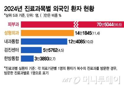 2024년 진료과목별 외국인 환자 현황. /그래픽=김지영 디자인기자