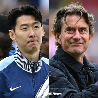 손흥민(왼쪽)과 토마스 프랭크 토트넘 홋스퍼 신임 감독. /AFPBBNews=뉴스1