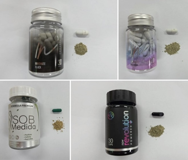 인체에 치명적인 성분이 함유된 불법 수입 약품 사진. 위부터 시계 방향으로 이노바치 블랙·이노바치 프리미엄·레볼루션·소브메디다. 부산지방식품의약품안전청 제공