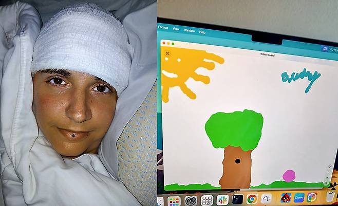 일론 머스크의 뇌 이식 스타트업 ‘뉴럴링크’의 칩을 뇌에 이식한 오드리 크루즈, 그가 칩을 통해 컴퓨터를 조작해 그린 그림. /엑스(X‧옛 트위터)