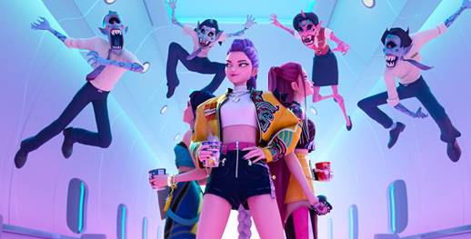 도널드 트럼프 미국 대통령이 한국산 제품에 25% 관세를 부과하겠다고 예고한 가운데, 미국에서 한국 화장품과 K팝 관련 상품의 사재기 현상이 벌어지고 있다고 한다. 사진은 '케이팝 데몬 헌터스' 스틸. [사진=넷플릭스]